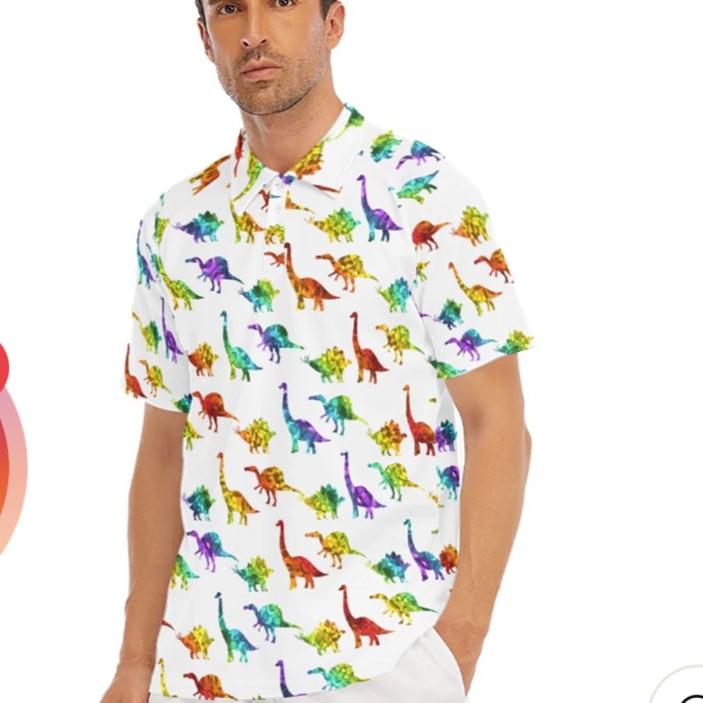 Obnoxious Golf The Dino 8 way stretch Golf Polo Shirt Size L
